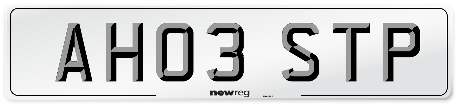 AH03 STP Number Plate from New Reg